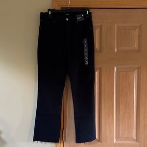 Express Women's Black Flare Cropped High Rise Jeans